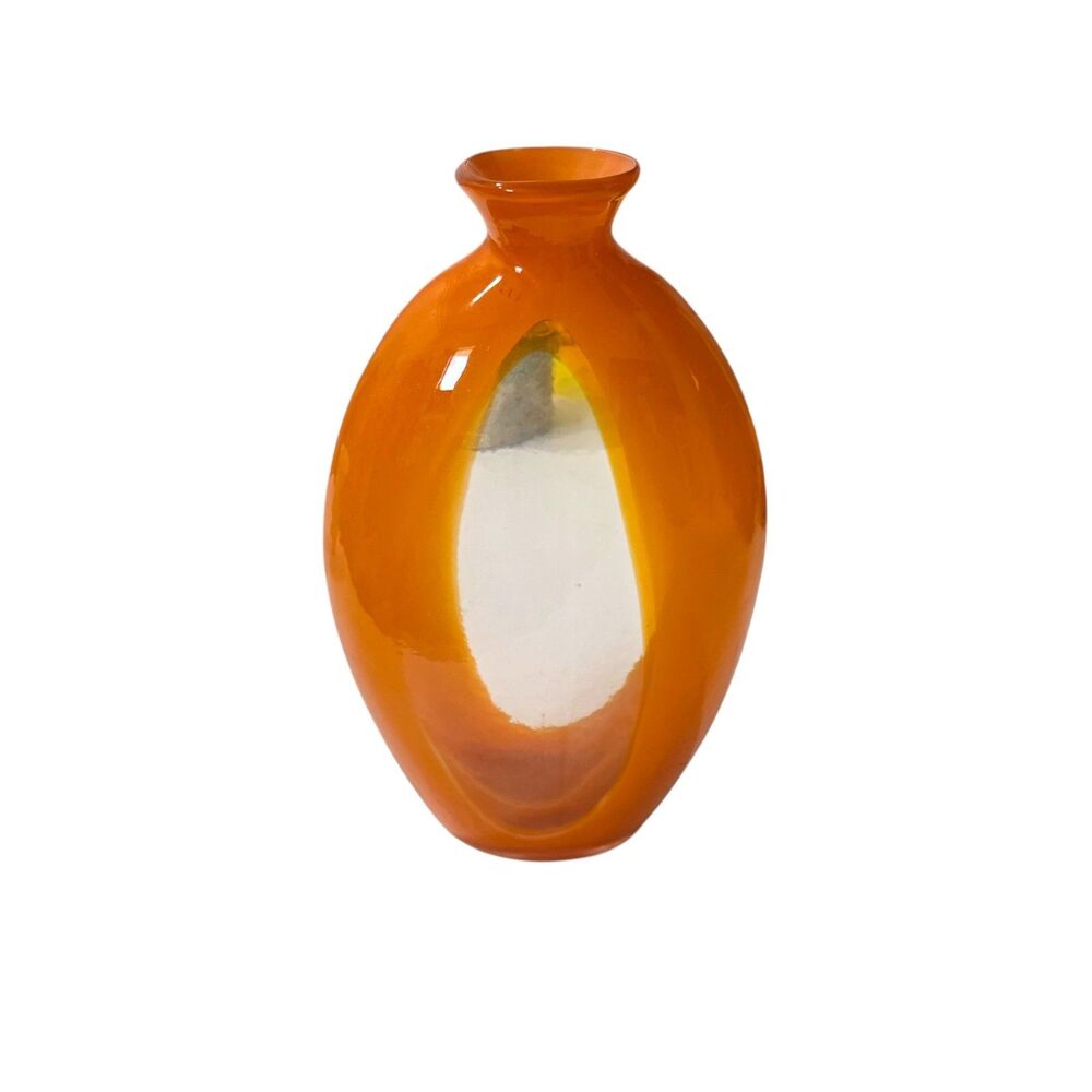 Vintage Orange Art Glass Bud‎ Vase Mid Century Modern Blenko Style Hand Blown